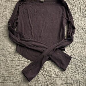 Wild Fable Deep Purple Ribbed Long Sleeve Tee